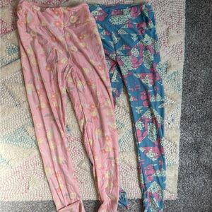 LuLaRoe Kids Leggings - Pink and Blue Floral Patterns